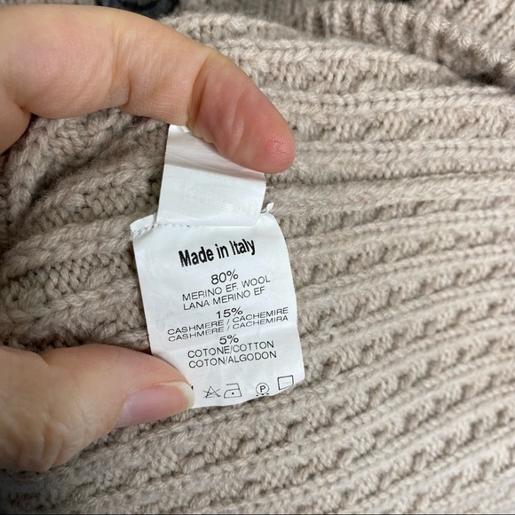 Tonet Wool Cashmere Blend Sweater Coat Beige Italy Long Cardigan Jacket - Picture 8 of 12